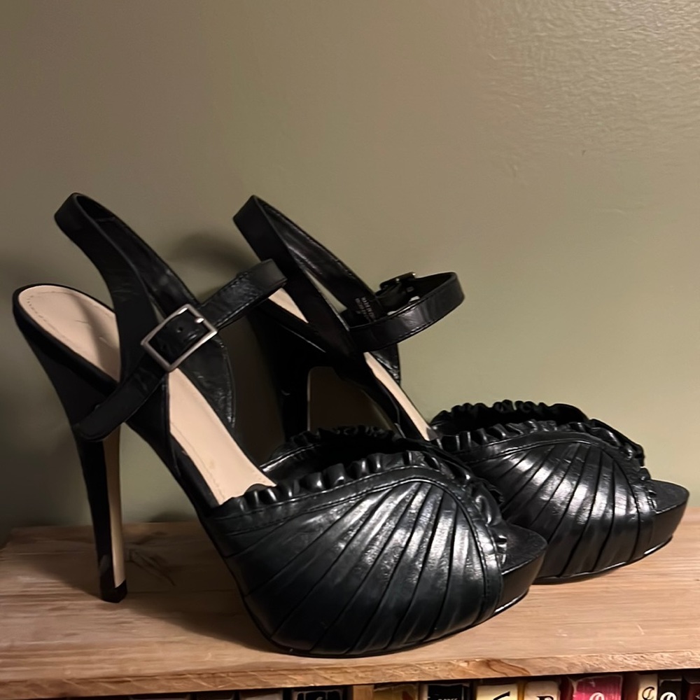 ALDO black platform heels- all leather